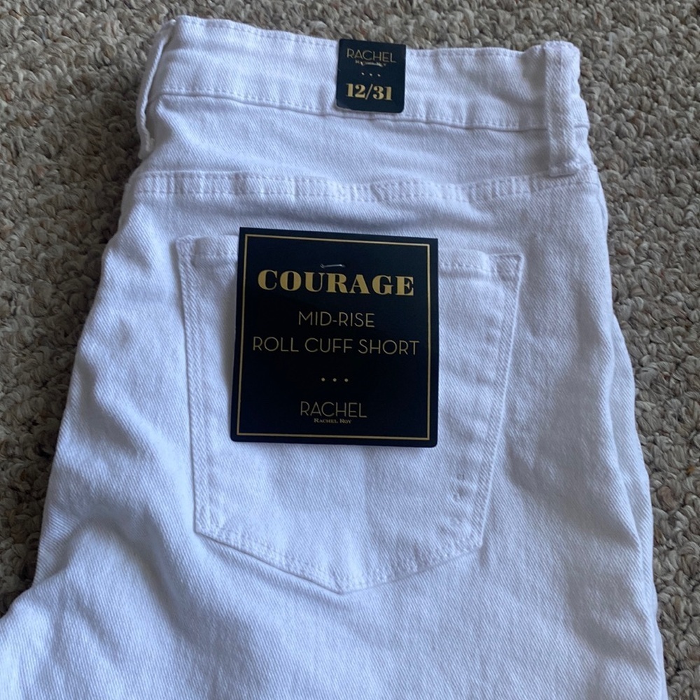 Rachel Roy White Denim Mid-Rise Roll Cuff Shorts - Picture 4 of 11